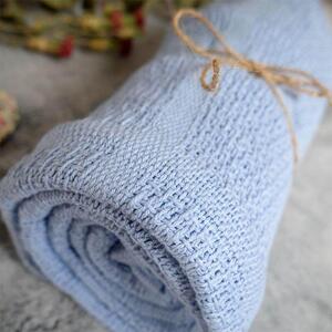 Deka z pletené bavlny 100x150 cm - modrá