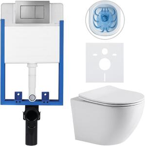 Kompletní WC set Profi/Cesso - bílá lesklá - WC tlačítko Classic/Tmavě šedá - pro zazdění - 49x36 cm - 051749