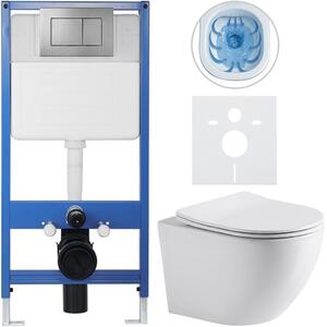 Kompletní WC set Profi/Cesso - bílá lesklá - WC tlačítko Classic/Tmavě šedá - předstěnová instalace - 49x36 cm - 174027