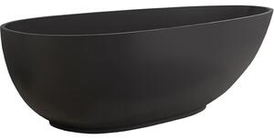 Volně stojící vana z litého mramoru Aura - černá matná - 180x90 cm