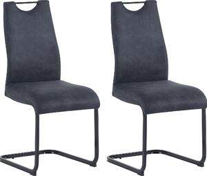 ByLIVING Sada dvou křesel CAPRI, vintage design, potah z mikrovlákna, barva antracit, kovová konstrukce, barva černá, s područkami a pohodlným polstrováním. Křesla, polohovací křesla. Rozměry: šířka 44 cm, výška 88 cm, hloubka 55 cm