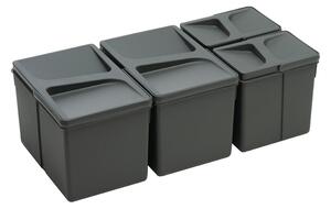 In-Design Systém odpadkových košů do zásuvky PRAKTIK šířka 900 antracit Členění odpadkového koše: 3x20l (výška 350)
