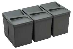 In-Design Systém odpadkových košů do zásuvky PRAKTIK šířka 800 antracit Členění odpadkového koše: 3x12l (výška 220)