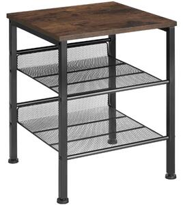 Tectake Odkládací stolek Lincoln 40,5x40x50,5cm - Industriální dřevo tmavé, rustikální