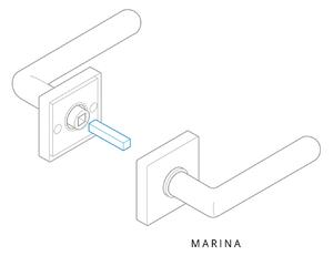 AC-T SERVIS Dveřní klika MARINA matný nikl - hranatá rozeta Mechanizmus rozety: Kovová konstrukce, Provedení kliky: vč. rozety BB - obyčejný klíč