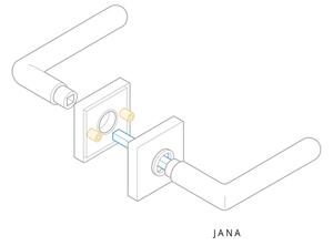 AC-T SERVIS Dveřní klika JANA matný nikl SlideBloc light - hranatá rozeta Mechanizmus rozety: SlideBloc, Provedení kliky: vč. rozety PZ - fabkový klíč