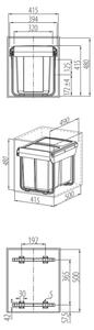 In-Design Odpadkový koš GATOR vysoký, šířka 450 mm Členění odpadkového koše: 1x20l + 2x10l