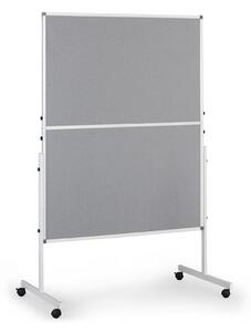 Mobilní informační tabule, sklopná, šedá látka, 1200 x 1500 mm