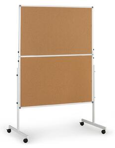 Mobilní informační tabule, sklopná, korek, 1200 × 1500 mm