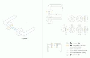 AC-T SERVIS Dveřní klika RAVENA chrom/nikl - kulatá rozeta Mechanizmus rozety: Kovová konstrukce, Provedení kliky: vč. rozety WC