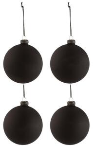Set čtyř černých skleněných vánočních ozdob J-Line Hitam 10 cm