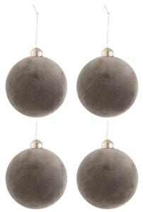 Set čtyř šedých skleněných vánočních ozdob J-Line Moli 10 cm