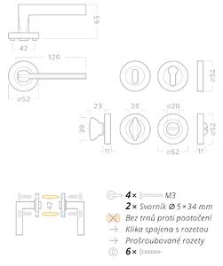 AC-T SERVIS Dveřní klika DRESDEN bronz - kulatá rozeta Mechanizmus rozety: Kovová konstrukce, Provedení kliky: vč. rozety WC