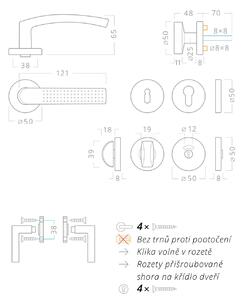 AC-T SERVIS Dveřní klika ROSA bronz - kulatá rozeta Mechanizmus rozety: Plastová konstrukce, Provedení kliky: vč. rozety WC