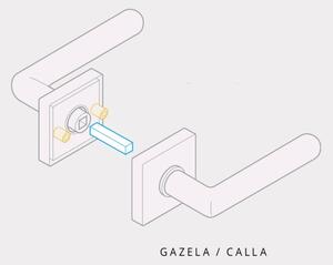 AC-T SERVIS Dveřní klika GAZELA chrom/nerez - hranatá rozeta Mechanizmus rozety: Kovová konstrukce, Provedení kliky: vč. rozety WC