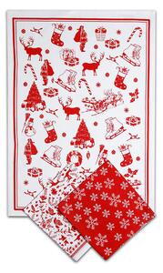 SET kuchyňksých utěrek Vánoce v dárkové tašce červená 50x70 cm