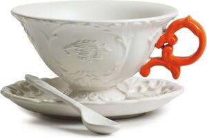 Šálek na čaj I-Tea s podšálkem a lžící oranžový