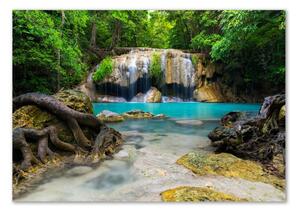 Foto obraz skleněný horizontální Vodopád v lese osh-168975123