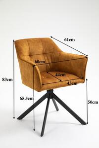 Dizajnová židle Loft měděně hnědá otočná
