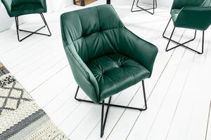 Židle Loft Samet zelená s loketní opěrkou