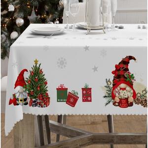 Vánoční ubrus na stůl Skřítci 6 Bílá 140x200 cm