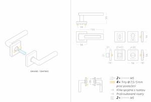 AC-T SERVIS Dveřní klika SHANE nerez - hranatá rozeta Mechanizmus rozety: Kovová konstrukce, Provedení kliky: vč. rozety WC