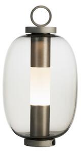 Ethimo Stojací LED lampa Lucerna, Ethimo, 19x19x34 cm, rám mosazí potažený hliník, sklo barva Amber, nabíjecí