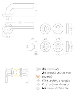 AC-T SERVIS Dveřní klika ULM nerez - kulatá rozeta Mechanizmus rozety: Kovová konstrukce, Provedení kliky: vč. rozety WC