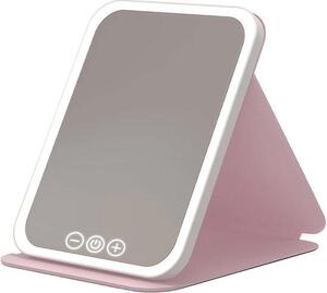 Kosmetické zrcadlo s osvětlením, 3 režimy osvětlení, plynulé stmívání, 10x zvětšení, LED zrcadlo, nabíjení přes USB-C, rozměry 17,5 x 23 cm, skládací design
