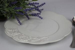 Bílý mělký vintage talíř 25cm