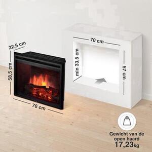 Elektrické topení do zabudování – 76 cm (30 palců) – montáž na zeď – výkon 1800 W – plast a kov – moderní černá barva – dekorativní krb