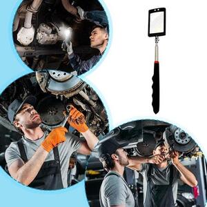 Inspekční zrcadlo Rozšiřovatelné - Teleskopické zrcadlo - Údržba auta - S LED osvětlením - 24-73 cm - Stříbrná
