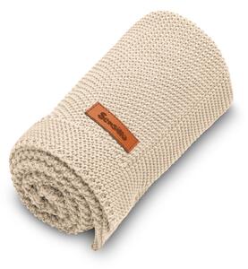 Sensillo Dětská deka do kočárku pletená 100% bavlna béžová