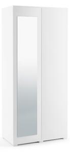 Šatní skříň se zrcadlem, 90 cm Dekor dřeva: Bílá - eTapik