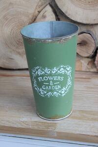 Zelená plechová vintage váza 22cm