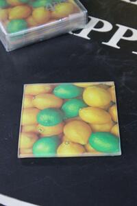 Žluto zelené podšálky v citrónovém designu 4 ks