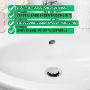 Univerzální koupelna Umyvadlo, Ø 40 mm, Chromová odvodňovací vložka, vyrobená z Brass, s gumovou pečetí, pro Washbasin a Bidety, Výškový nastavitelný vrták, nerezová a bez Lean Zastavení koupele