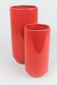 Červená keramická kulatá váza 20 cm