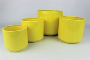 Žlutý keramický kulatý květináč 11 cm