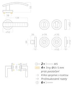 AC-T SERVIS Dveřní klika BREMEN grafit - kulatá rozeta Mechanizmus rozety: Kovová konstrukce, Provedení kliky: vč. rozety WC