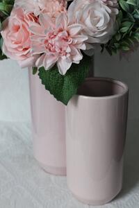 Růžová keramická kulatá váza 20 cm