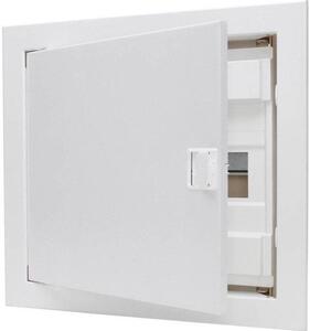 340511000: Nástěnná rozvaděčová skříň pro instalaci do vyvýšené podlahy, s kovovými dveřmi, 1 řada, pro 12 pólů, bílá barva