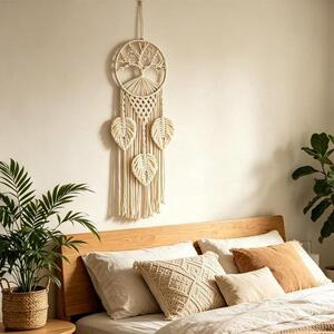 Nástěnná dekorace "Strom života" - ručně vyrobená macramé - boho styl - atmosférická výzdoba do interiéru