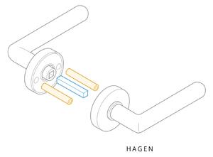 AC-T SERVIS Dveřní klika HAGEN chrom/nerez - kulatá rozeta Mechanizmus rozety: Kovová konstrukce, Provedení kliky: vč. rozety BB - obyčejný klíč