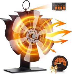 Ventilátory pro kamna, vylepšená verze s 5 lopatkami, vhodné pro kamna na dřevo a krbové vložky