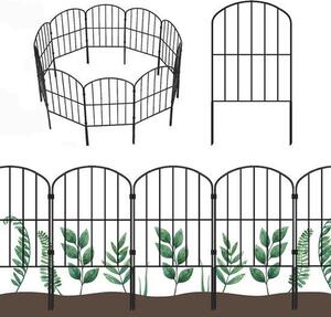 Dekorativní kovové zahradní plot, plot pro psy, sada 10 plotů pro okrasné jezírko, rozměry 330 x 61 cm, zahradní plot, ohraničení záhonů, krásné dekorativní oplocení, vhodné pro záhony, stromy, jako bariéra pro zvířata