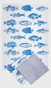 3PACK Kuchyňská utěrka Ryby modrá 50x70 cm