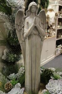 Šedá keramická soška velkého anděla 58cm