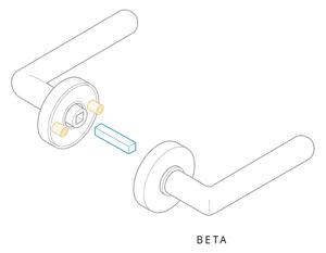 AC-T SERVIS Dveřní klika BETA matný nikl - kulatá rozeta Mechanizmus rozety: Plastová konstrukce, Provedení kliky: vč. rozety BB - obyčejný klíč