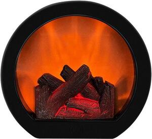 Dekorativní krb, elektrický efekt ohně, krb do interiéru, s realistickým plamenem, polokruhové dekorativní retro lampy, vhodné do obývacího pokoje, ložnice a kanceláře